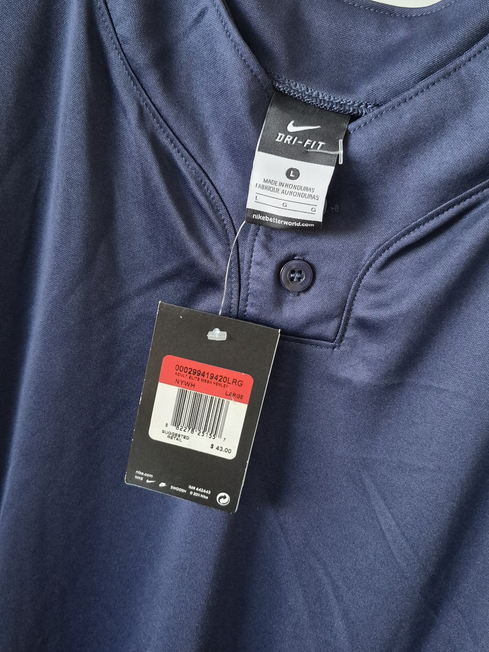 Nike Men’s Navy Dri-FIT Lightweight Baseball Jersey Sz L